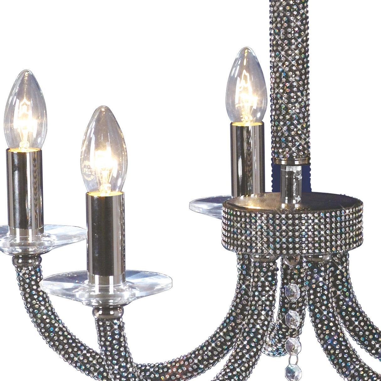 Elena 56cm 5 Light Crystal Chandelier - Black Chrome