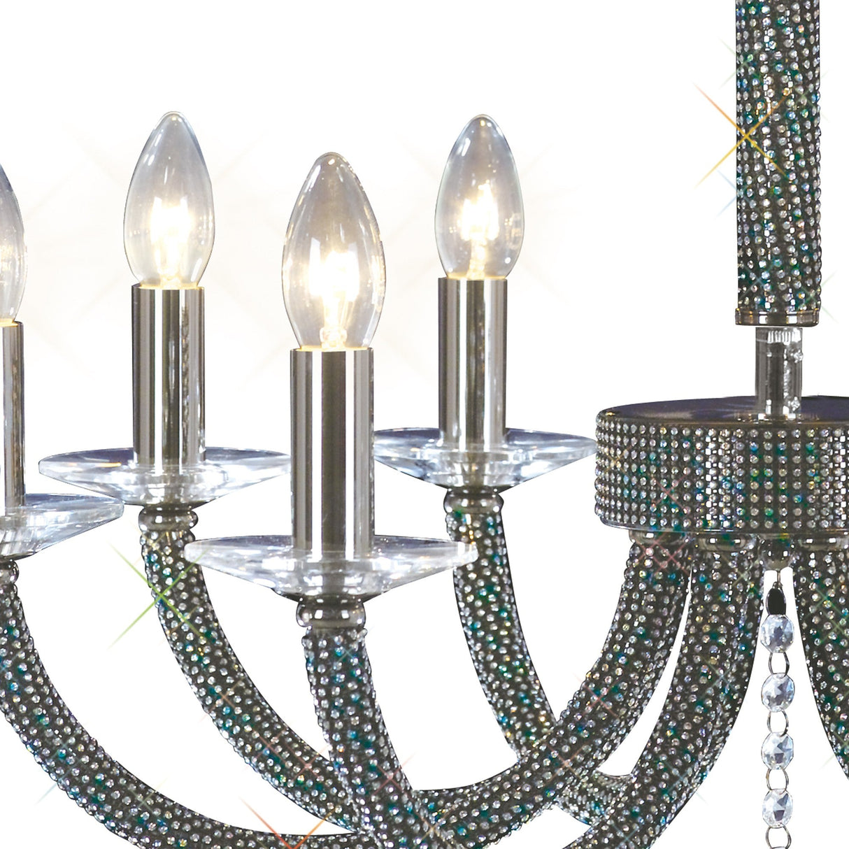 Elena 70cm 8 Light Crystal Chandelier - Black Chrome