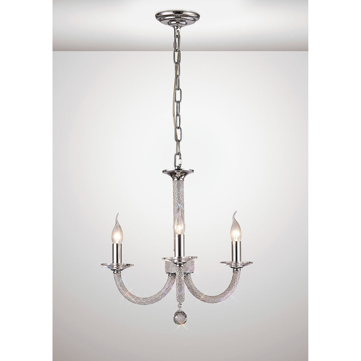 Elena 52cm 3 Light Crystal Chandelier - Polished Chrome
