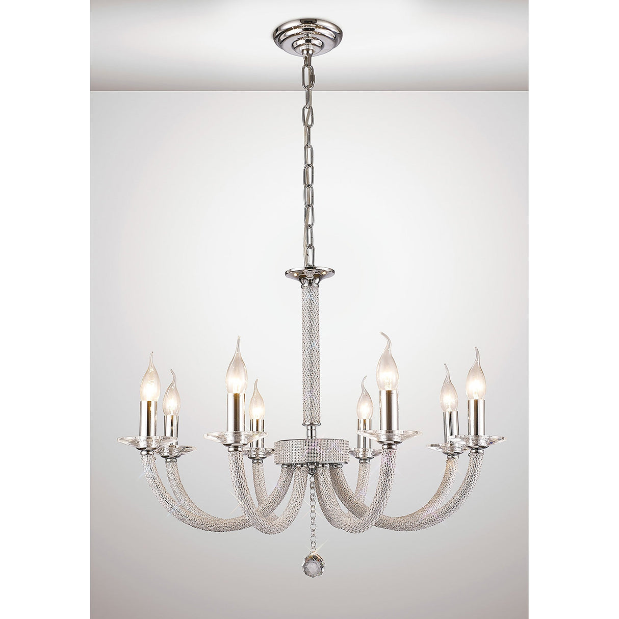 Elena 70cm 8 Light Crystal Chandelier - Polished Chrome