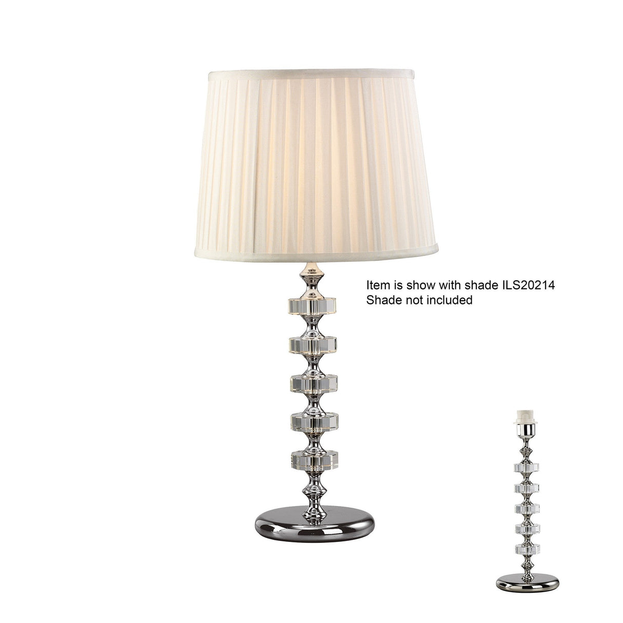Elenor 1 Light Crystal Table Lamp - Silver (Without Shade)