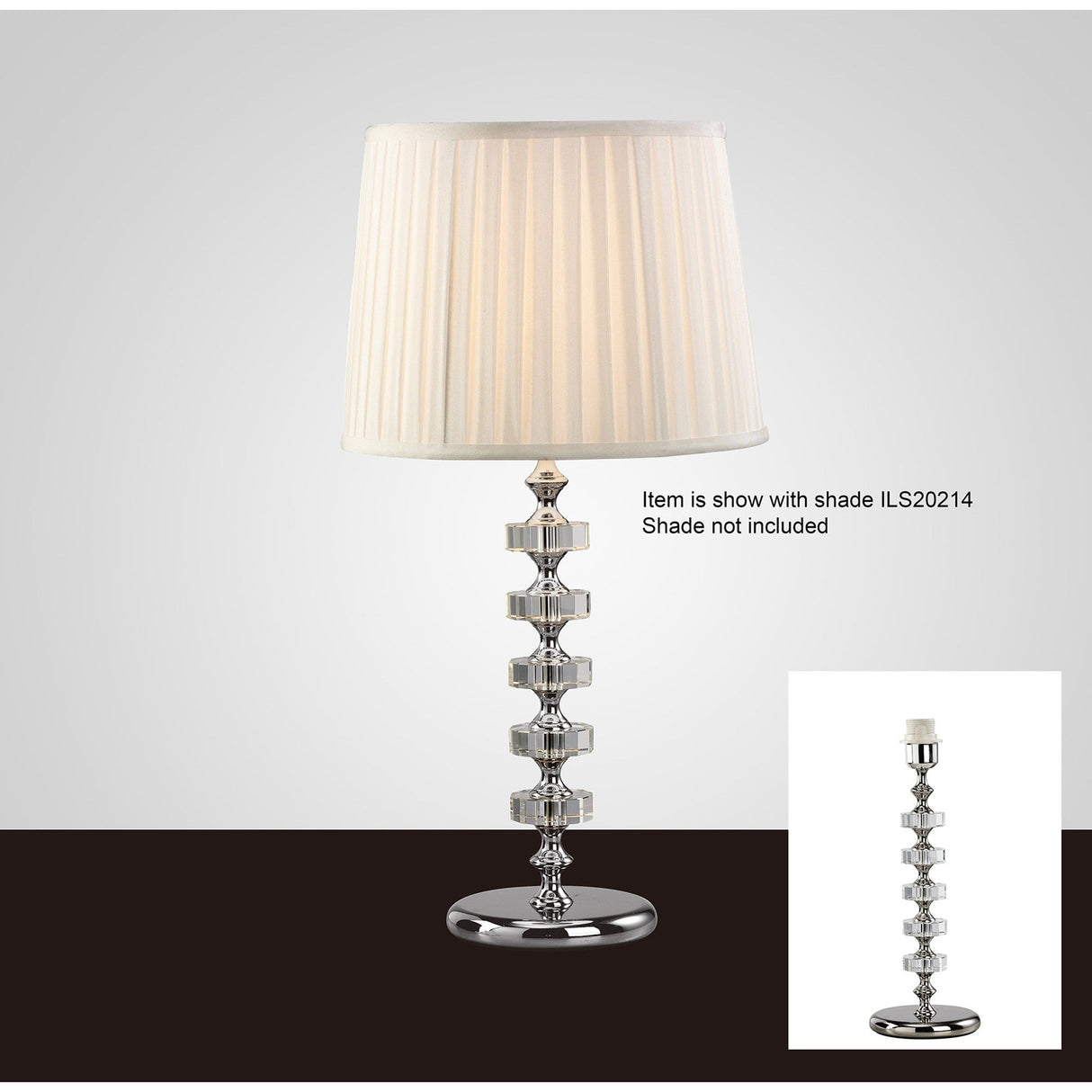 Elenor 1 Light Crystal Table Lamp - Silver (Without Shade)