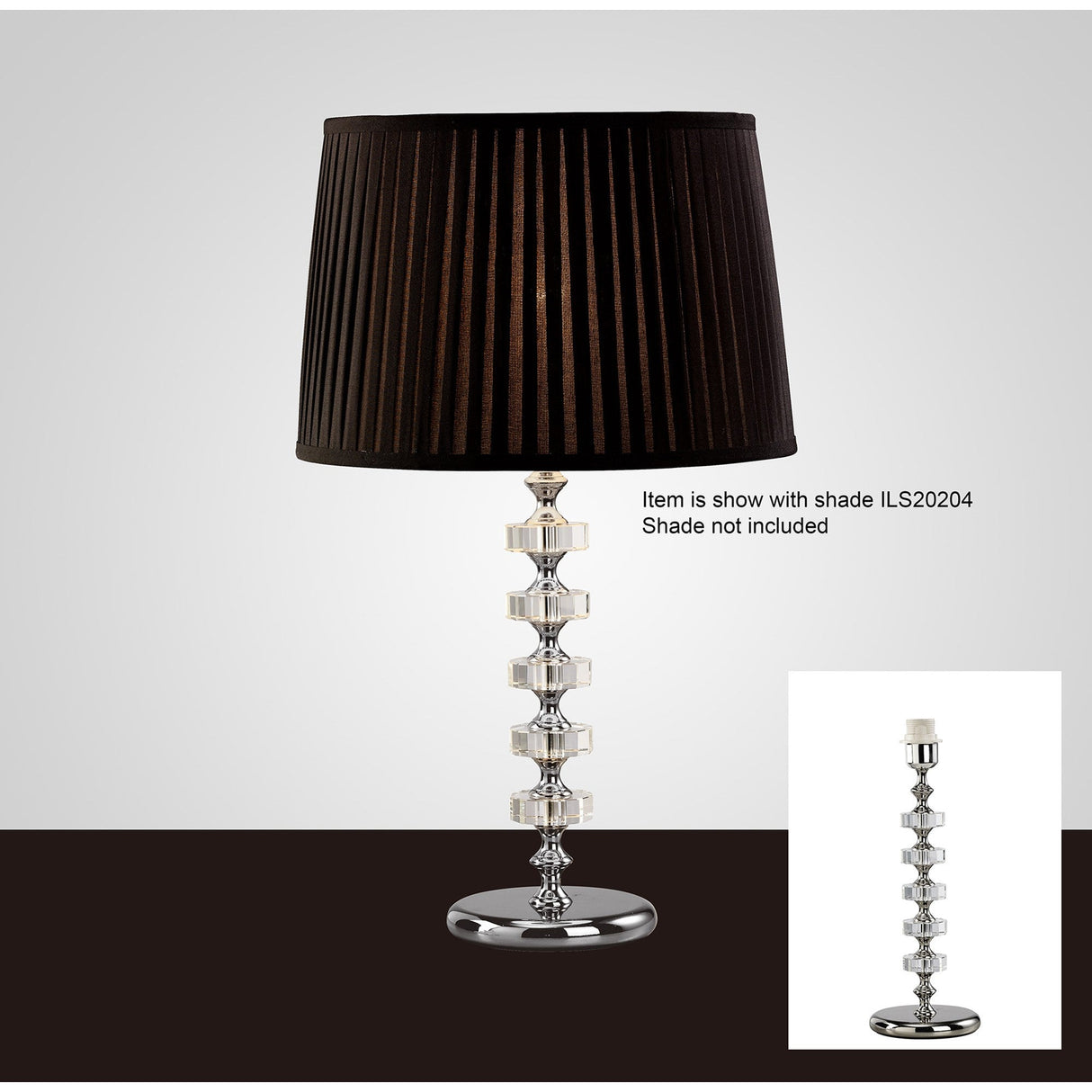 Elenor 1 Light Crystal Table Lamp - Silver (Without Shade)