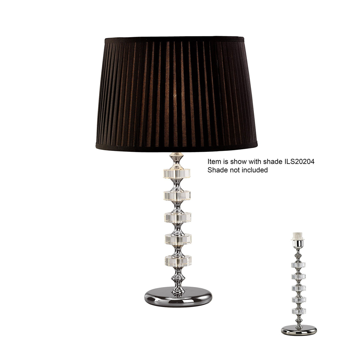 Elenor 1 Light Crystal Table Lamp - Silver (Without Shade)