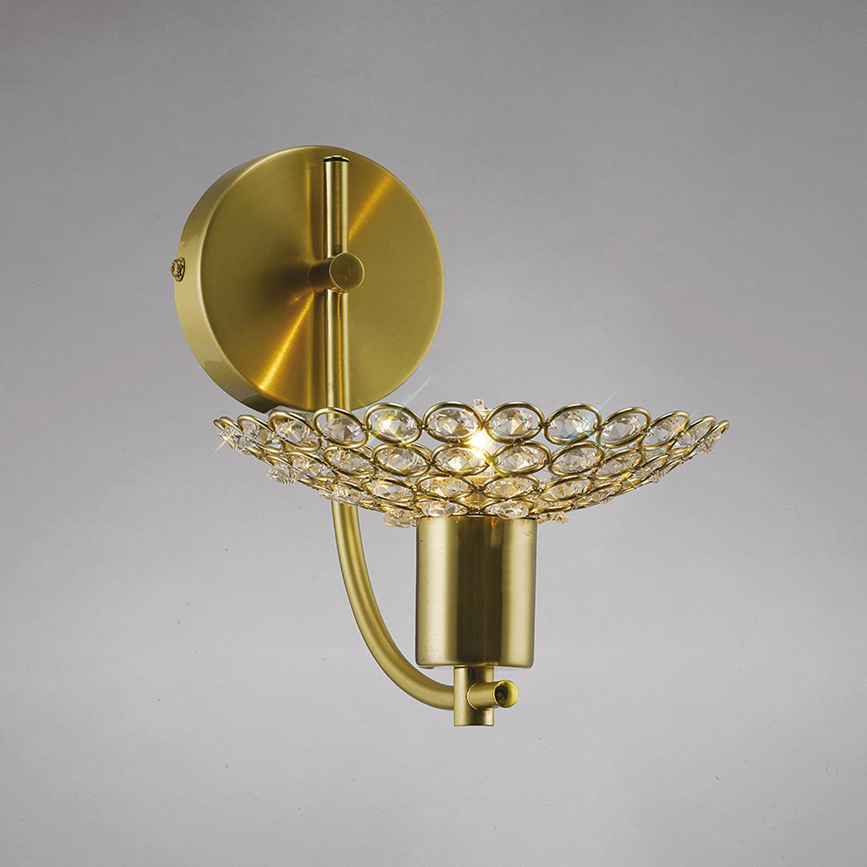 Ellen 1 Light Crystal Wall Light - Satin Brass