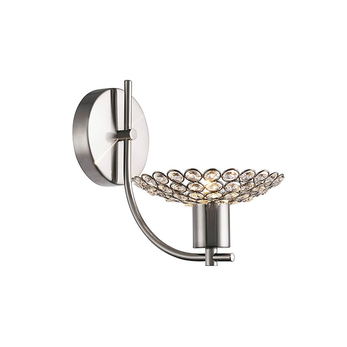 Ellen 1 Light Crystal Wall Light - Satin Nickel