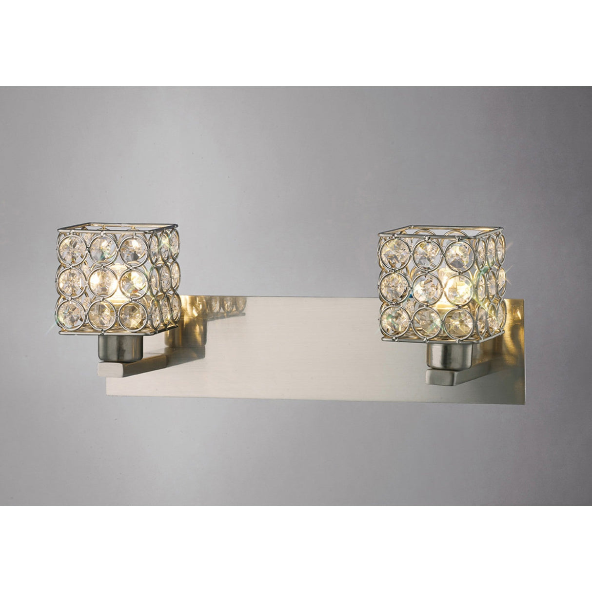 Elsa 2 Light Crystal Wall Light - Satin Nickel