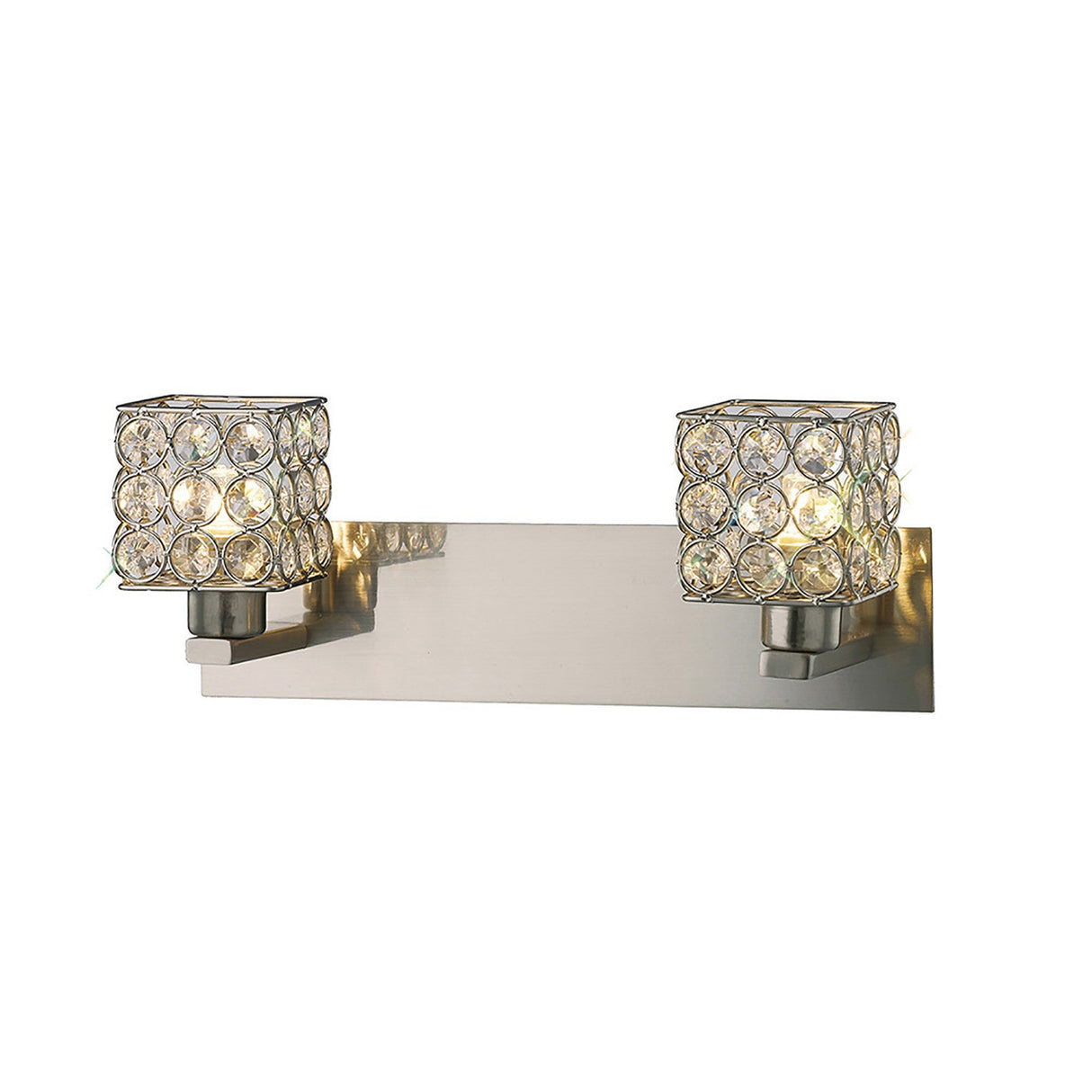 Elsa 2 Light Crystal Wall Light - Satin Nickel