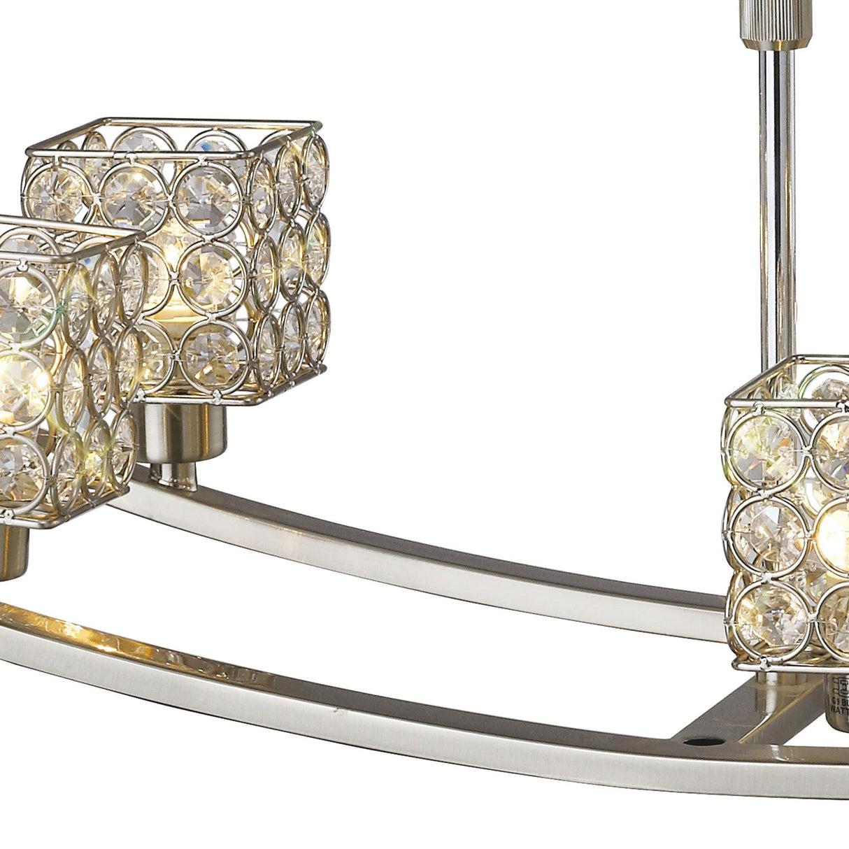 Elsa 6 Light Telescopic Crystal Semi-Flush Ceiling Light - Satin Nickel