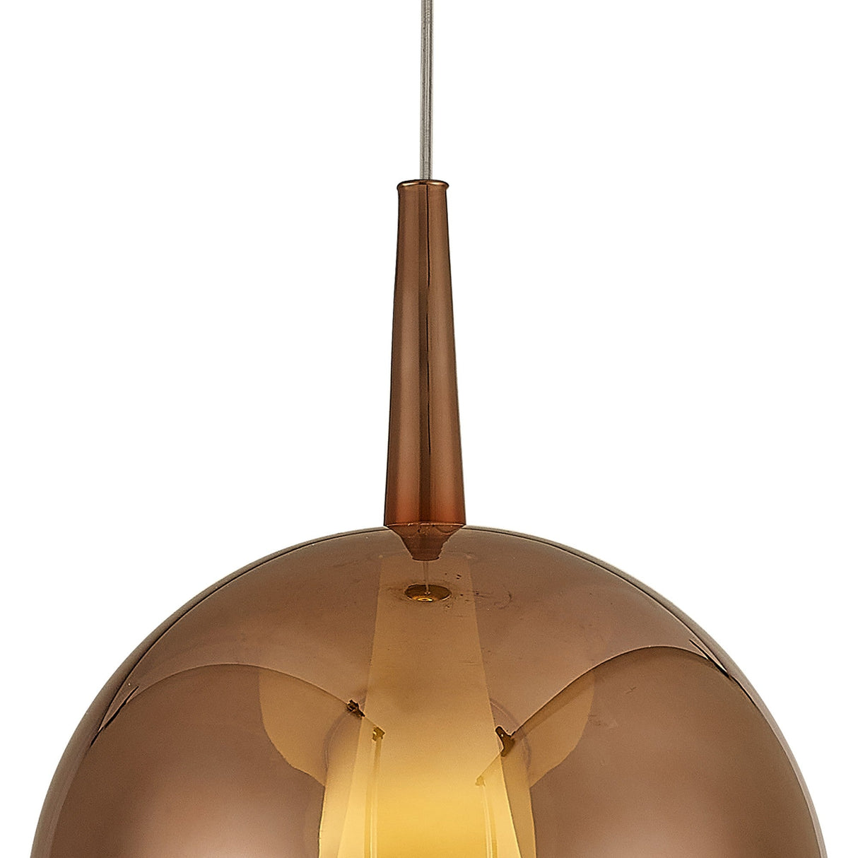 Elsa 25cm 1 Light Round Glass Pendant Light - Copper & Frosted