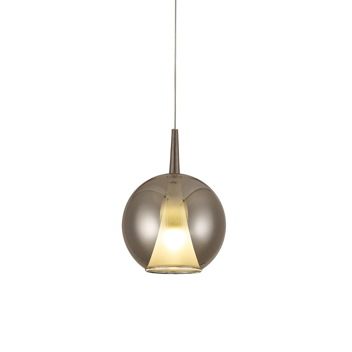 Elsa 25cm 1 Light Round Glass Pendant Light - Chrome & Frosted
