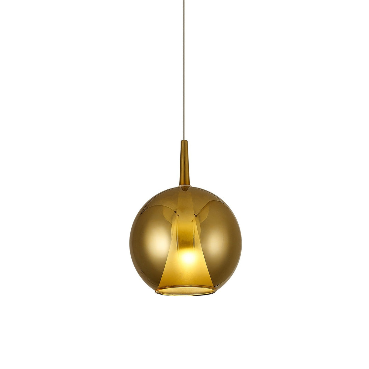 Elsa 25cm 1 Light Round Glass Pendant Light - Gold & Frosted
