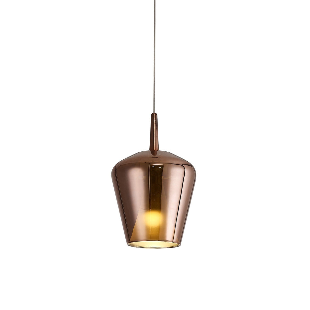 Elsa 22.5cm 1 Light Glass Bell Pendant Light - Copper & Frosted