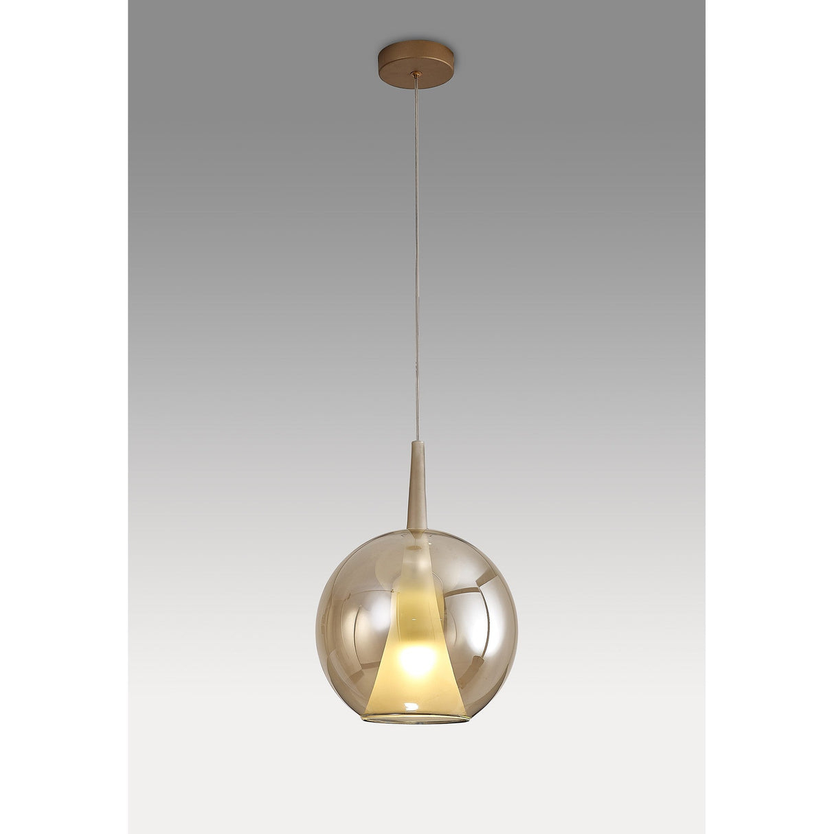 Elsa 25cm 1 Light Round Glass Pendant Light - Bronze & Frosted