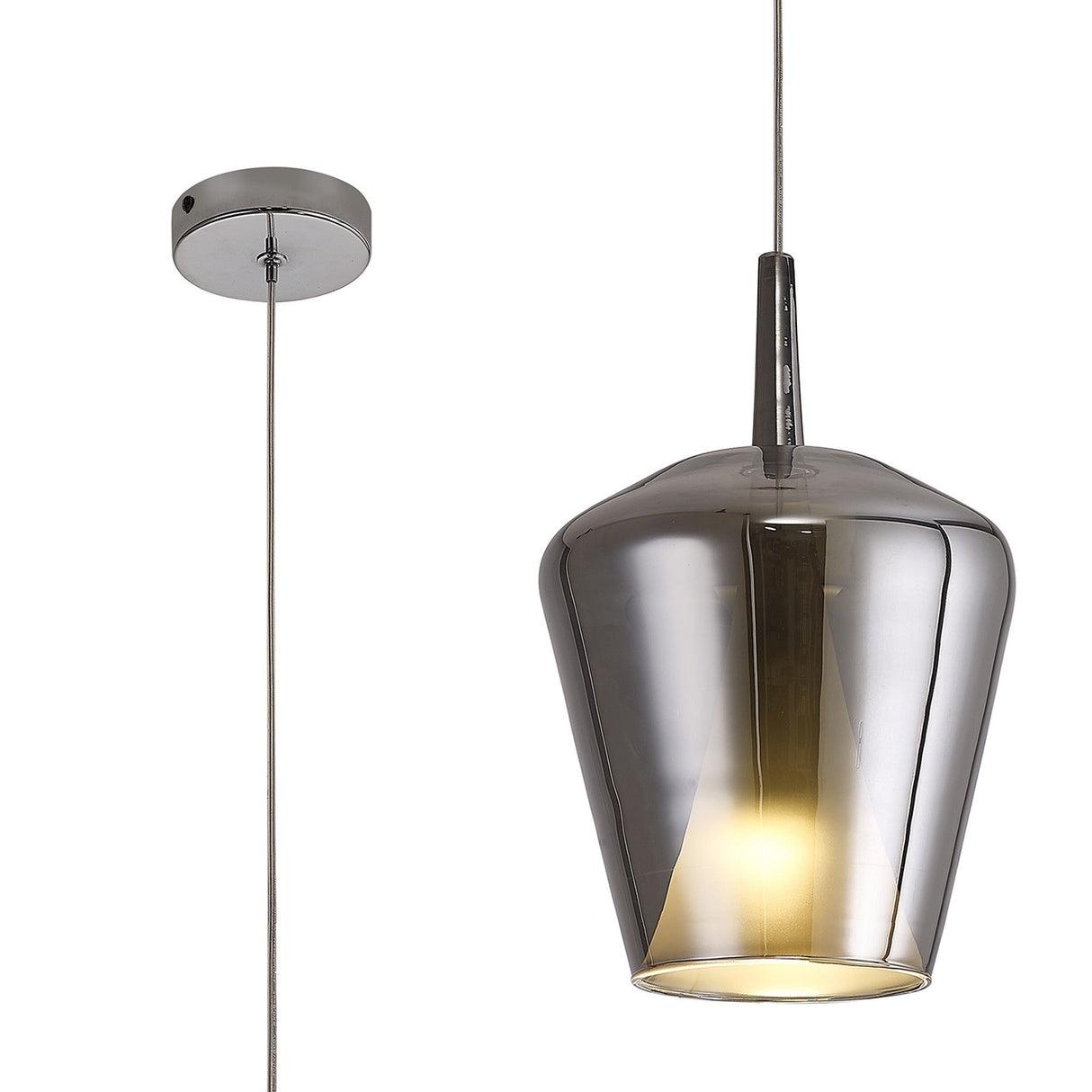 Elsa 22.5cm 1 Light Glass Bell Pendant Light - Chrome & Frosted