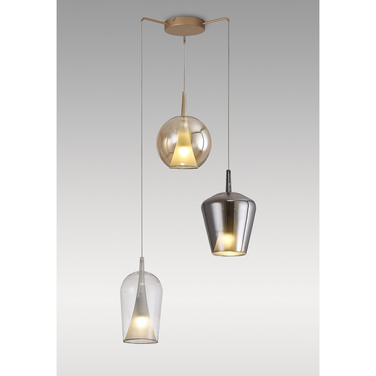 Elsa 3 Light Glass Cluster Pendant Light - Multicoloured