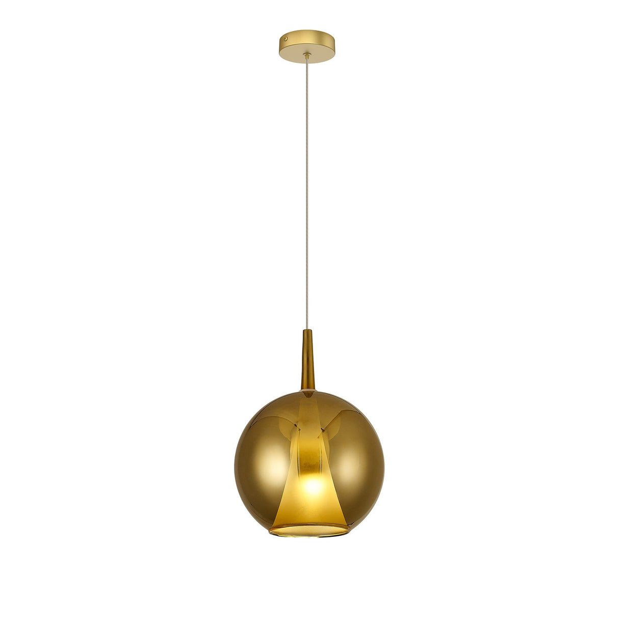 Elsa 25cm 1 Light Round Glass Pendant Light - Gold & Frosted