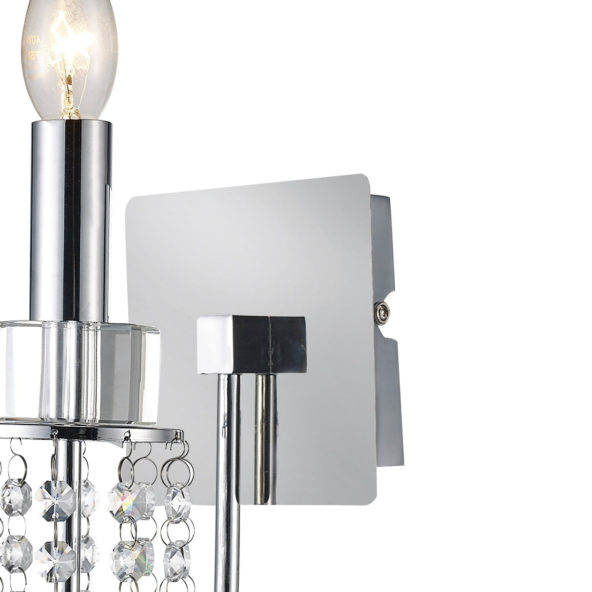 Emily 1 Light Crystal Wall Light With Switch - Chrome