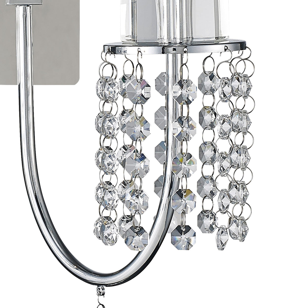 Emily 2 Light Crystal Wall Light With Switch - Chrome