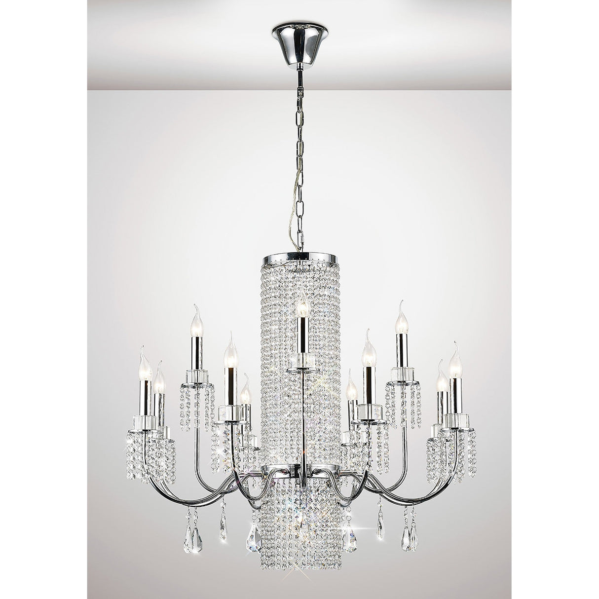 Emily 89cm 13 Light Crystal Chandelier - Polished Chrome