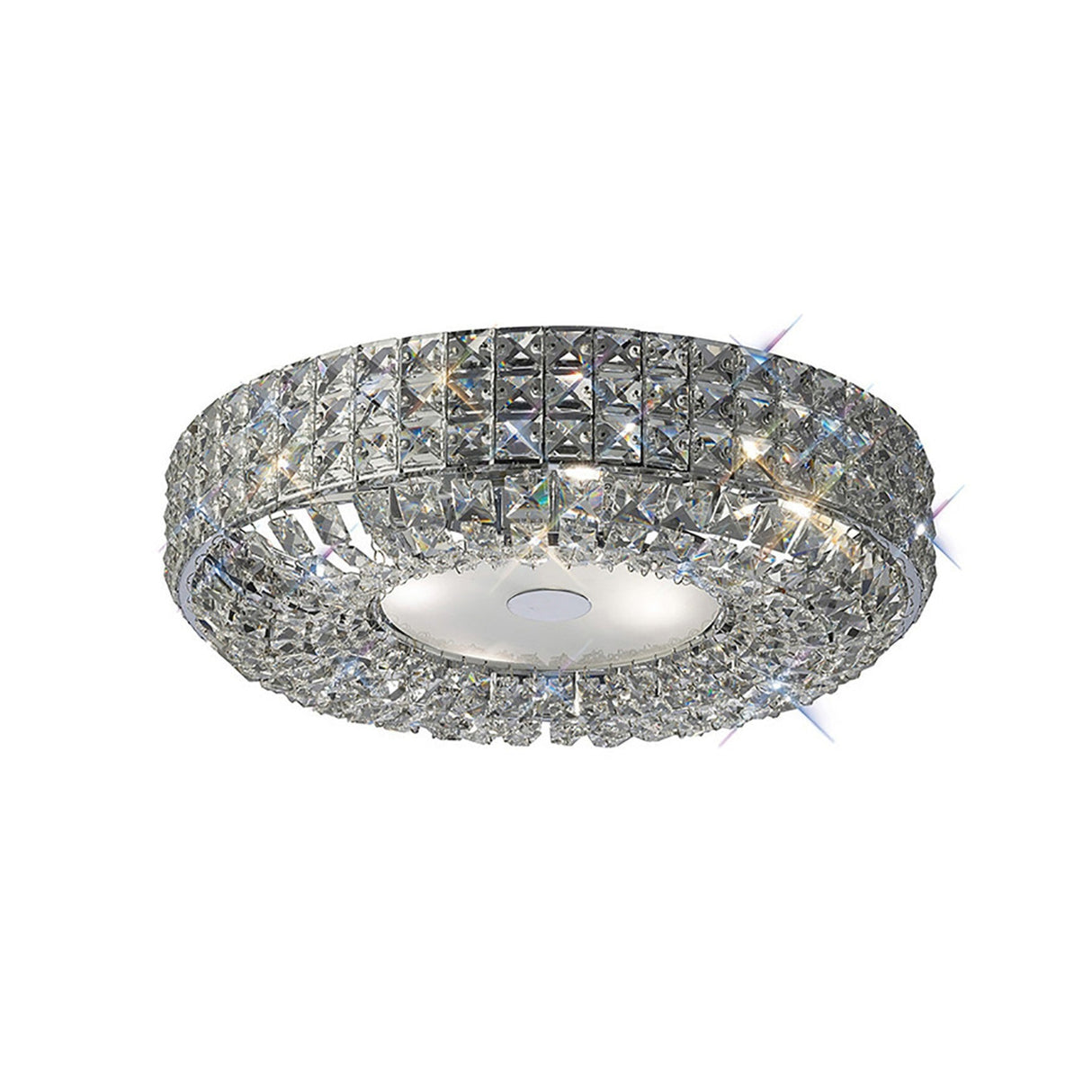 Enya 6 Light Crystal Flush Ceiling Light - Polished Chrome