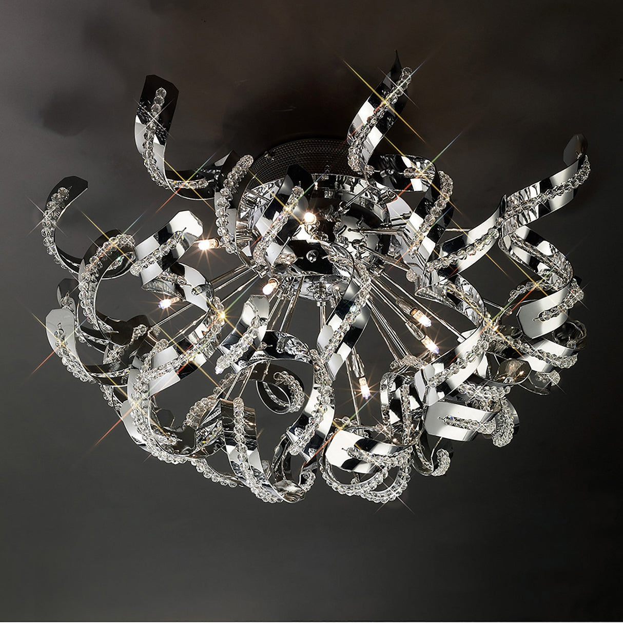 Esme 20 Light Crystal Semi-Flush Ceiling Light - Polished Chrome