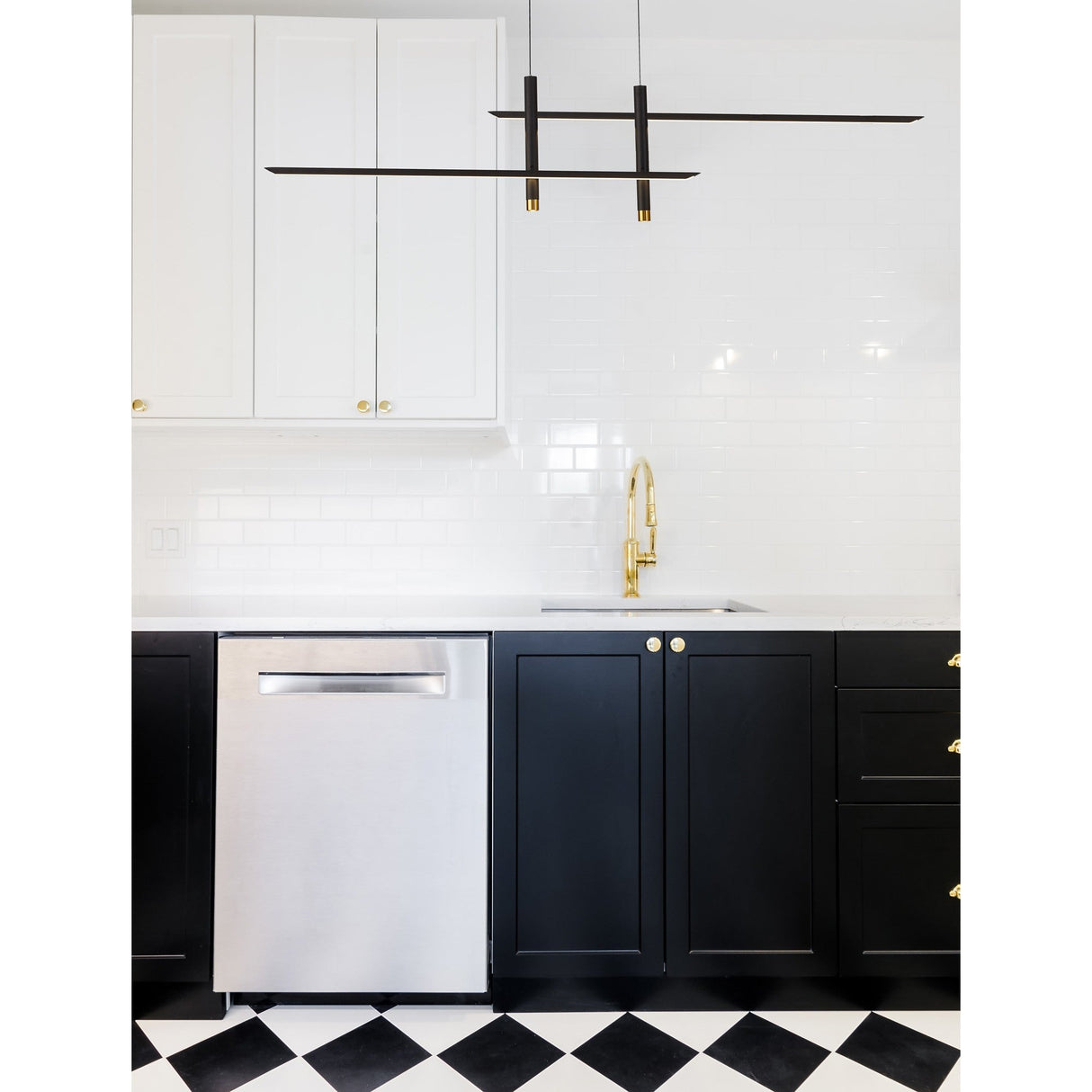 Esparta LED Linear Suspension Light 50W 3000K - White & Gold