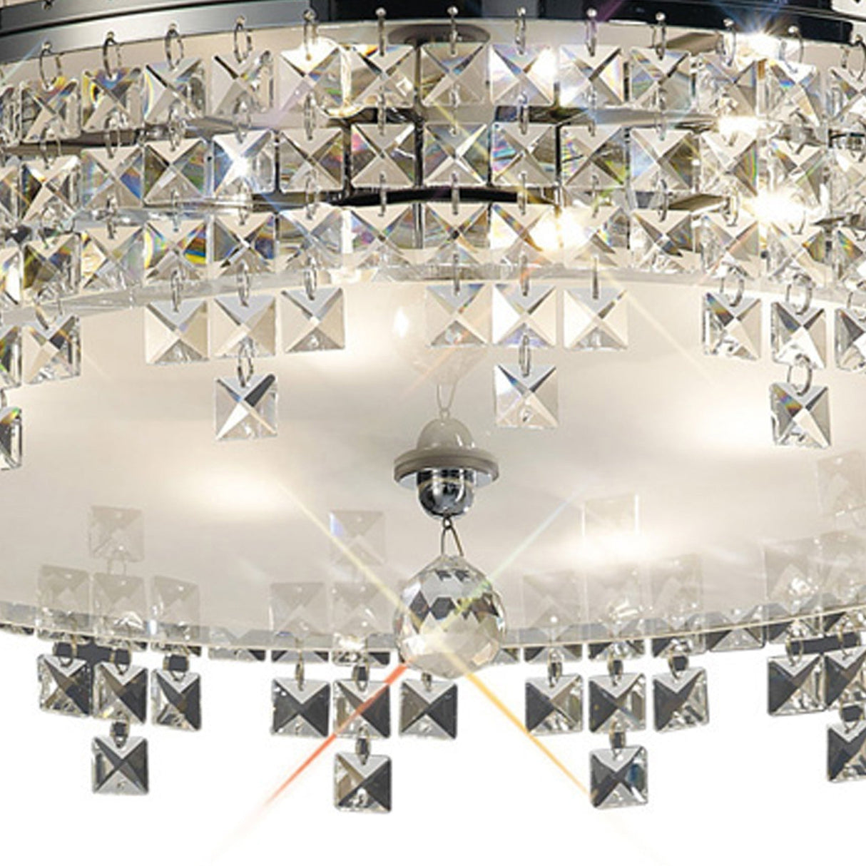 Esta 4 Light Round Glass Crystal Flush Ceiling Light - Polished Chrome