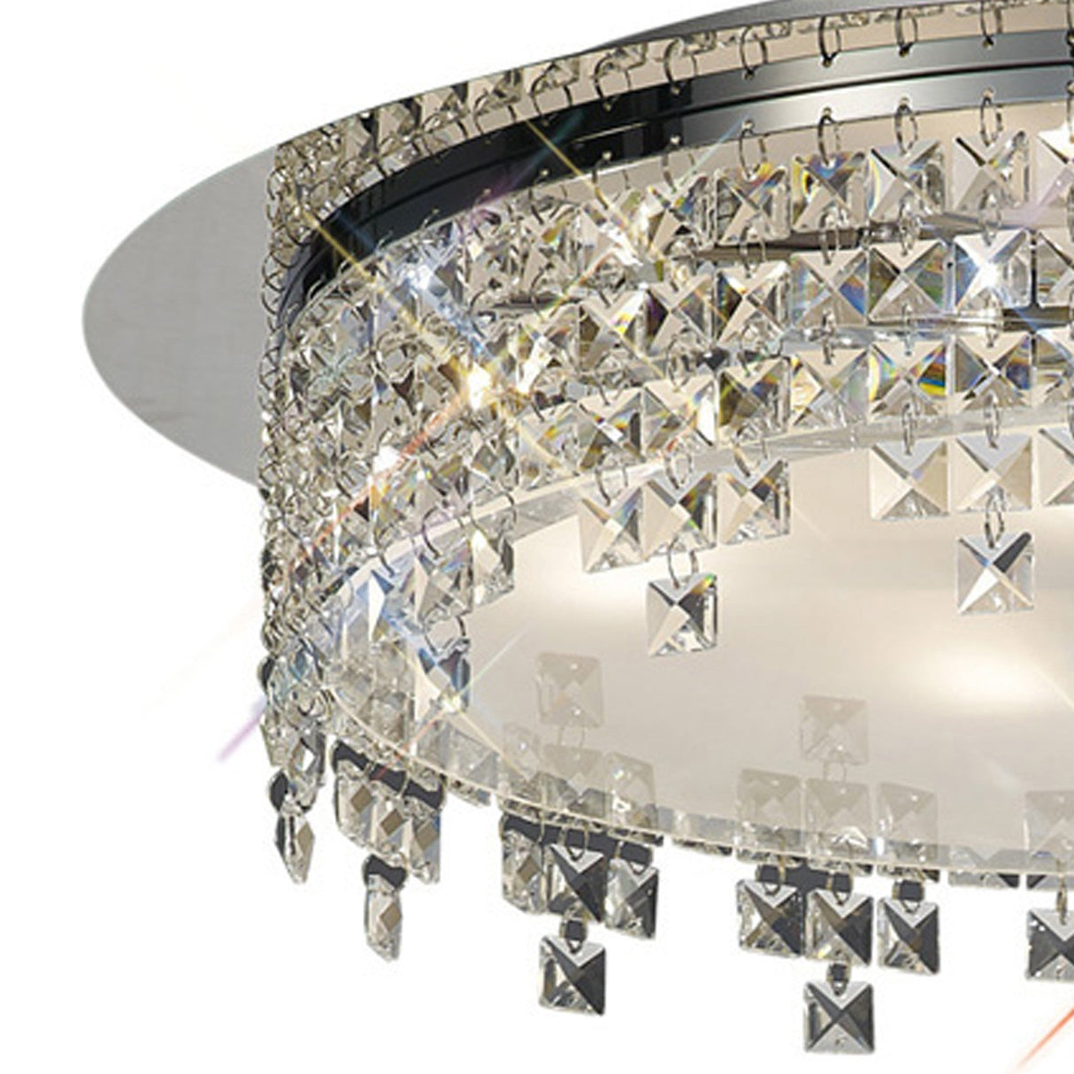 Esta 4 Light Round Glass Crystal Flush Ceiling Light - Polished Chrome