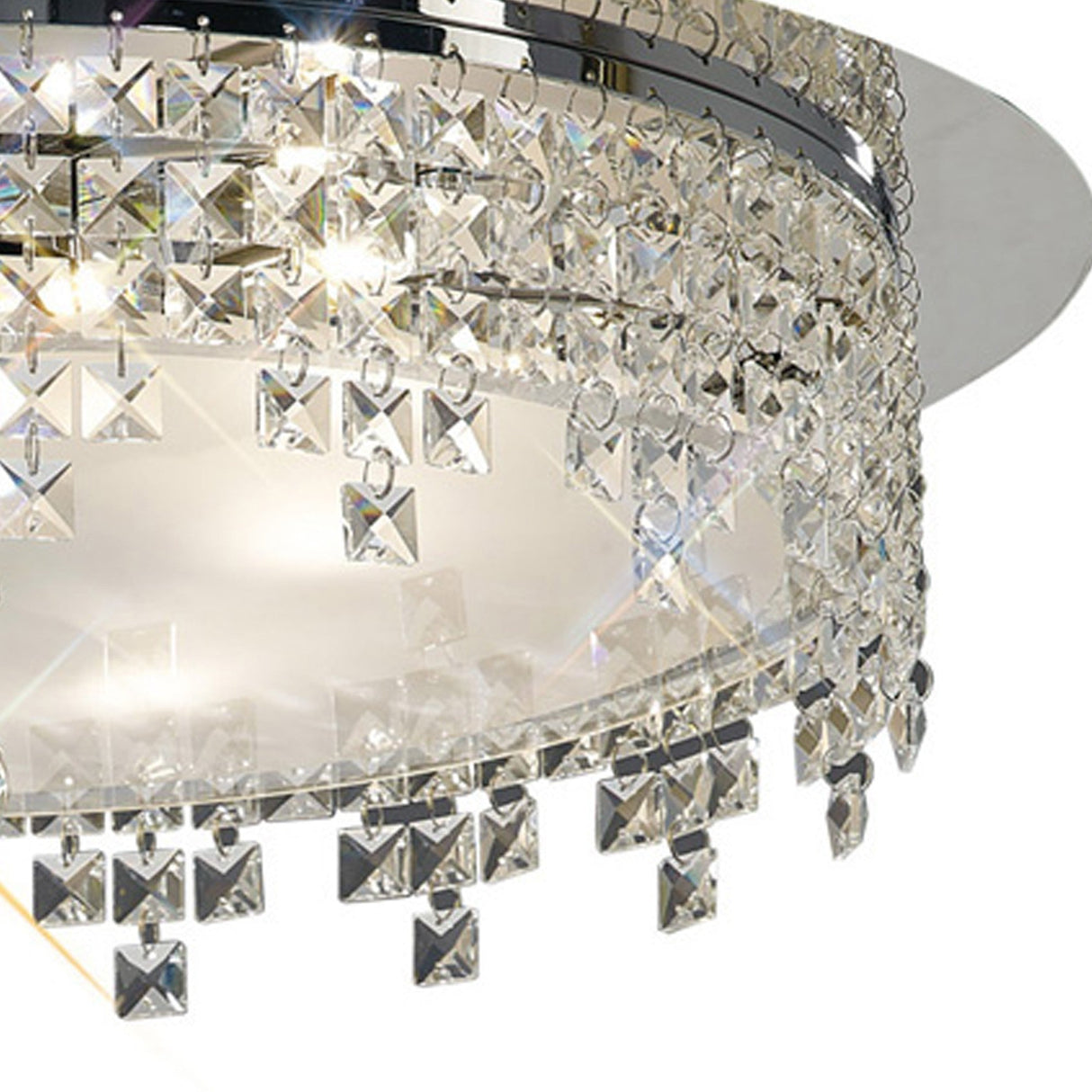 Esta 4 Light Round Glass Crystal Flush Ceiling Light - Polished Chrome