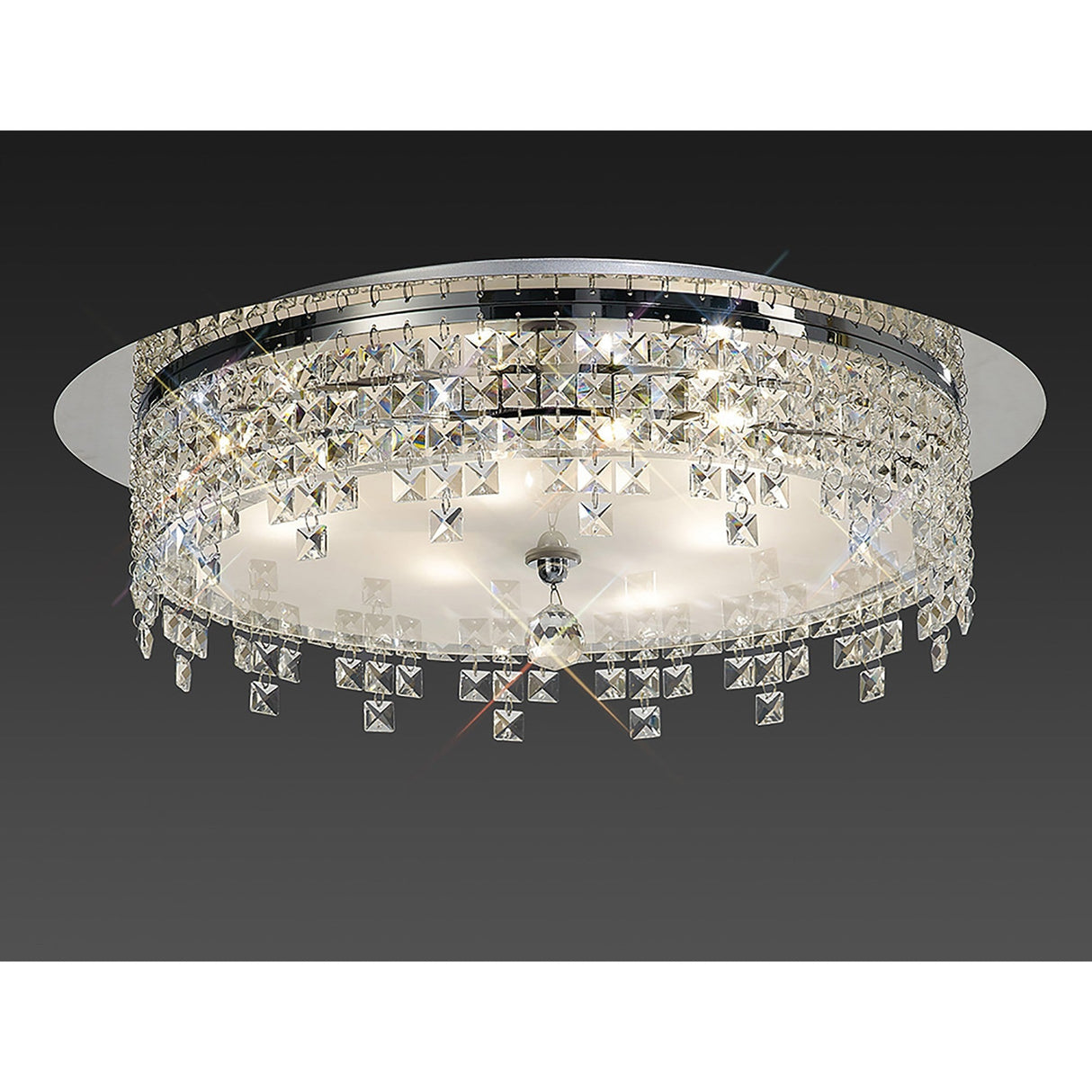 Esta 4 Light Round Glass Crystal Flush Ceiling Light - Polished Chrome