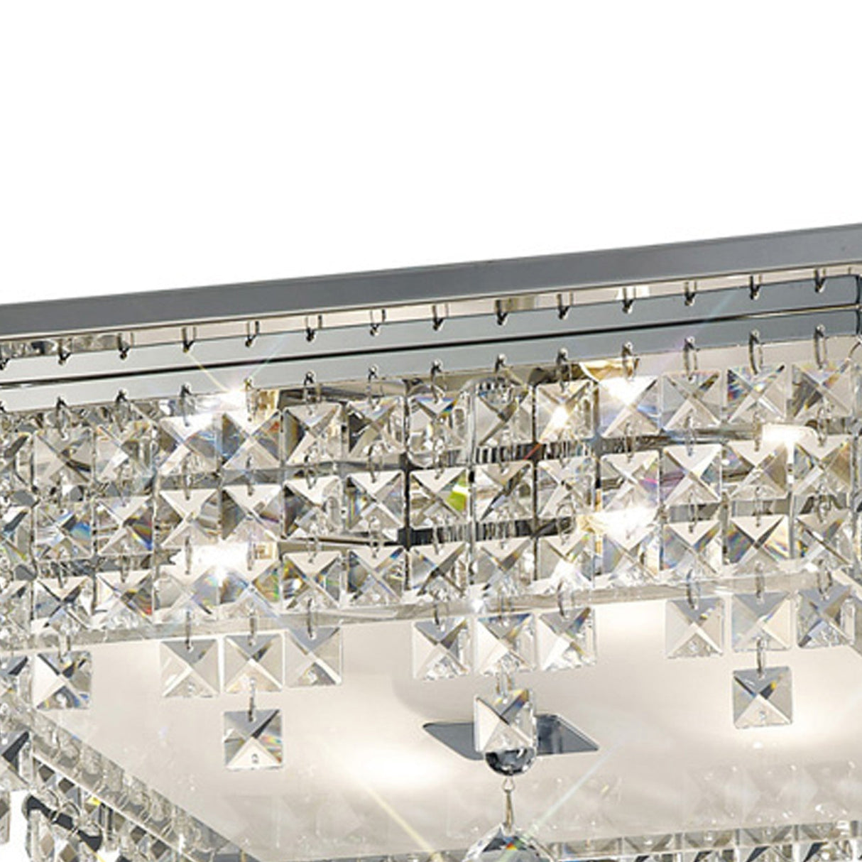 Esta 4 Light Square Glass Crystal Flush Ceiling Light - Polished Chrome