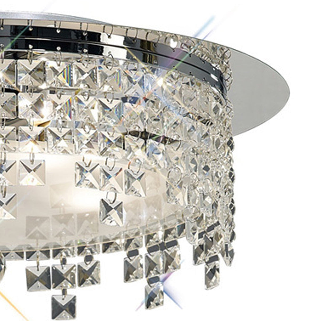 Esta 6 Light Round Glass Crystal Flush Ceiling Light - Polished Chrome