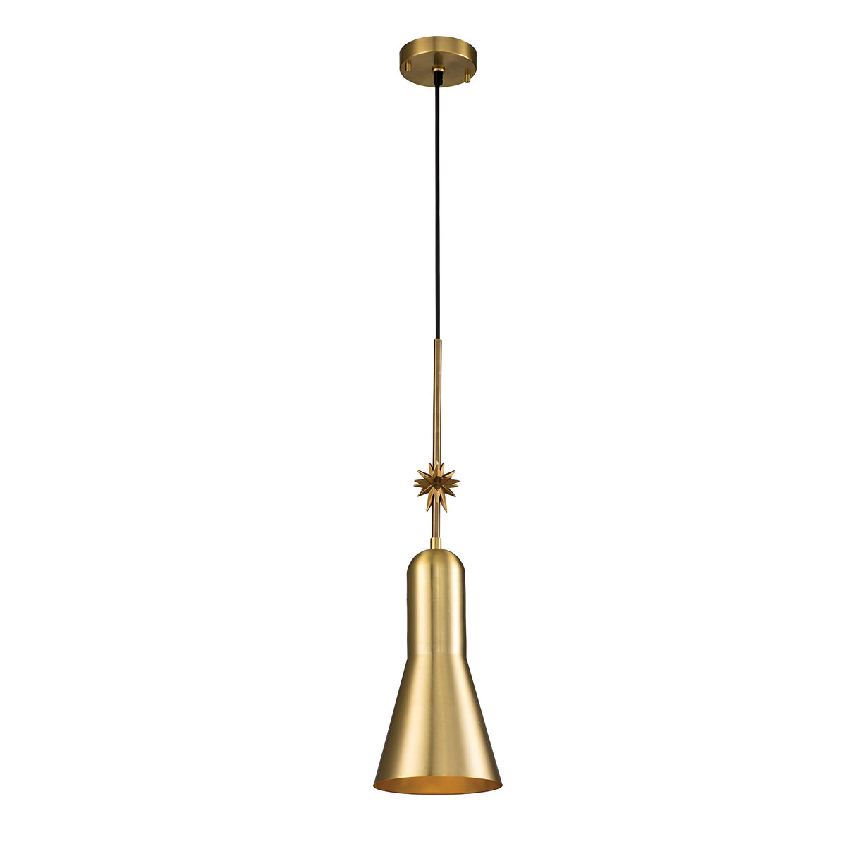 Etoile 1lt Medium Pendant - Aged Brass and Gold Leaf