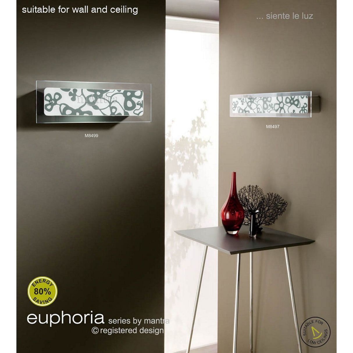 Euphoria 1 Light Medium Bar Wall Light - Chrome/Opal White