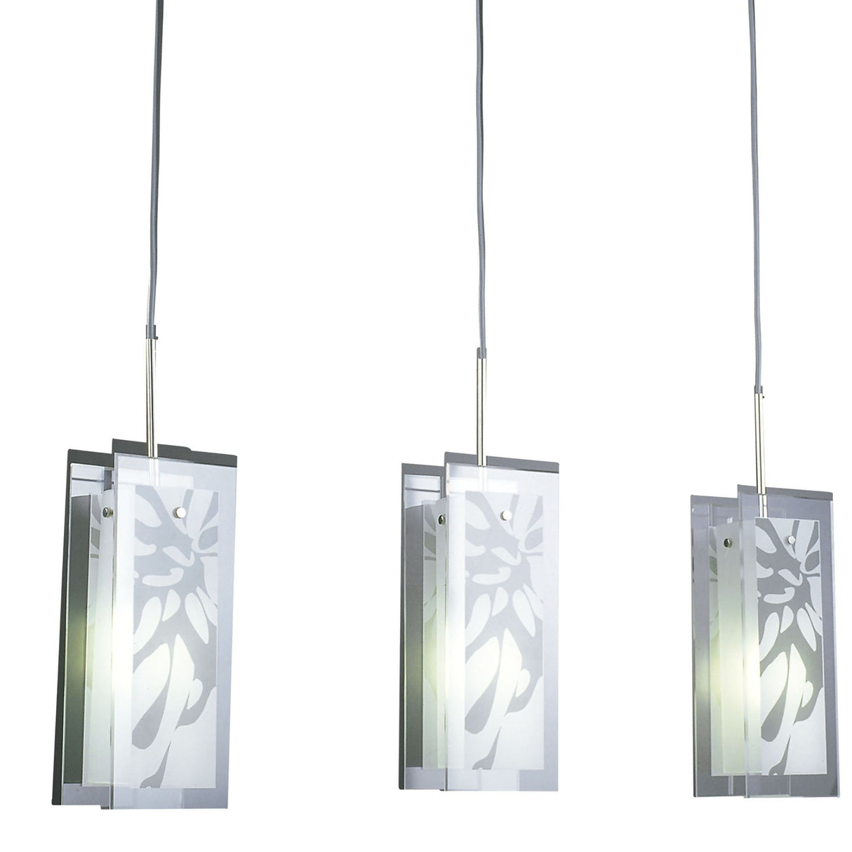 Euphoria 3 Light Glass Bar Pendant Light - Chrome & Opal White