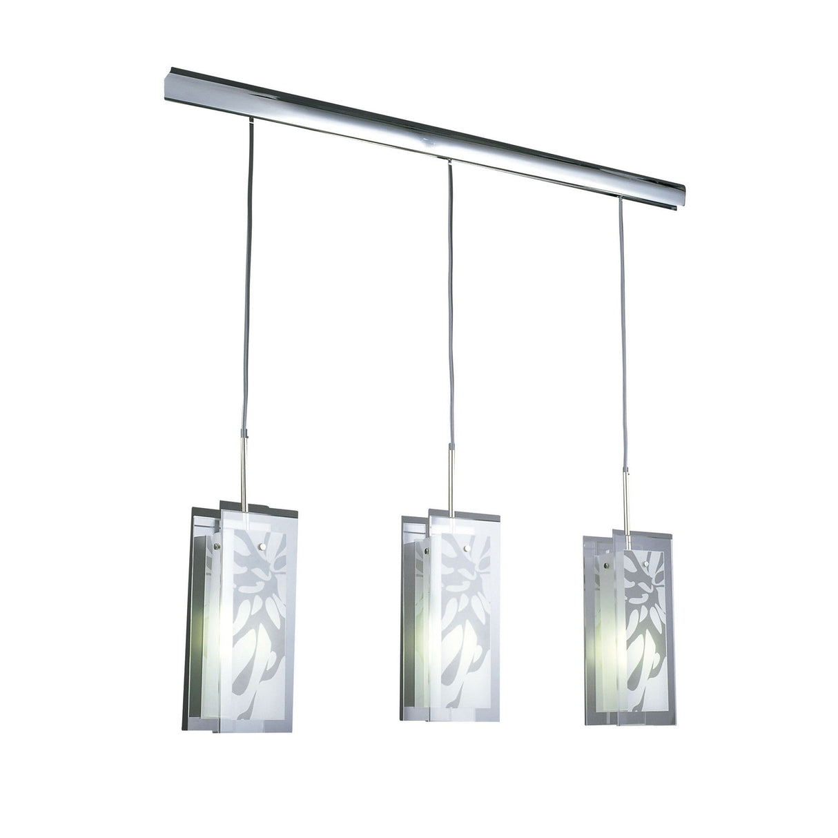 Euphoria 3 Light Glass Bar Pendant Light - Chrome & Opal White