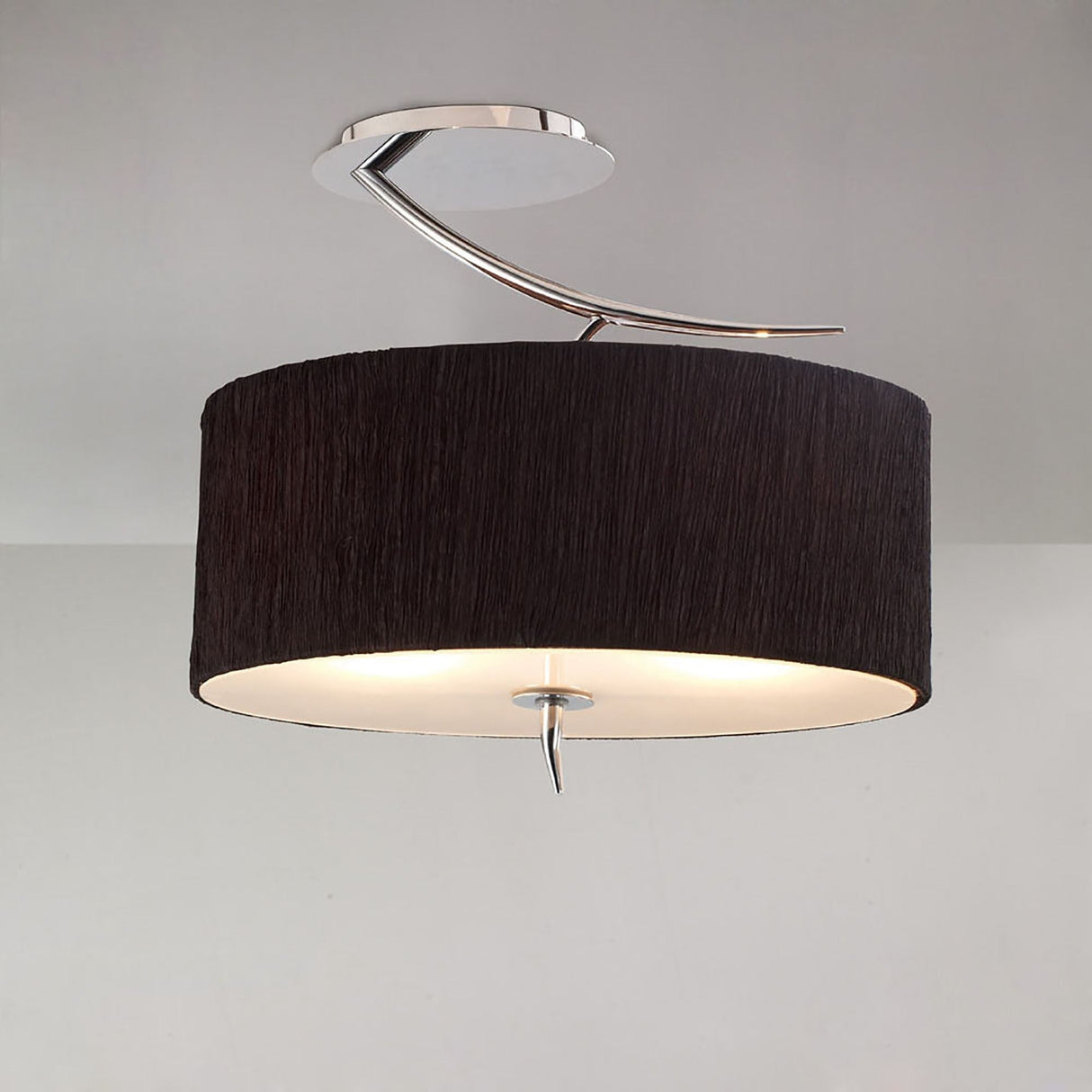 Eve 2 Light Semi-Flush Ceiling Light - Polished Chrome/Black