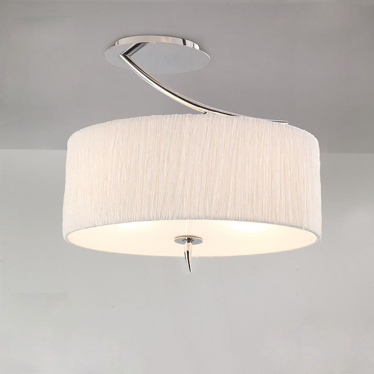 Eve 2 Light Semi-Flush Ceiling Light - Polished Chrome/Ivory