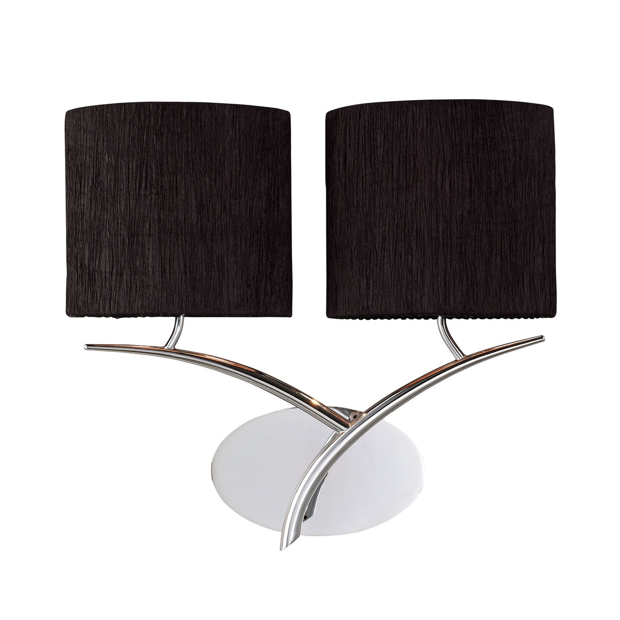 Eve 2 Light Wall Light - Chrome With Black Shades