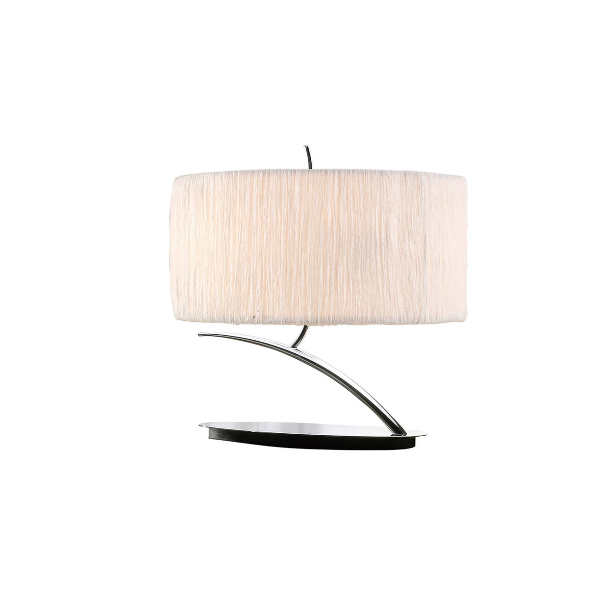 The Eve 2 Light Table Lamp features a sleek, polished chrome base and a white oval shade, offering stylish contemporary lighting—ideal for modern interiors.
