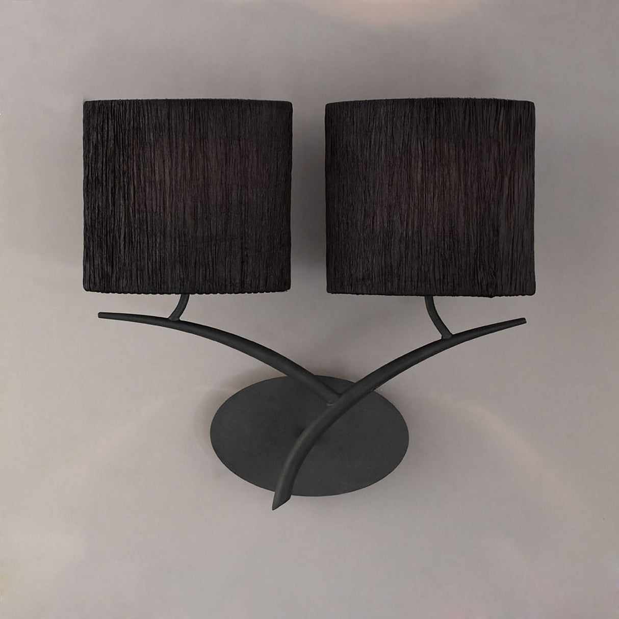Eve 2 Light Wall Light - Anthracite With Black Shades