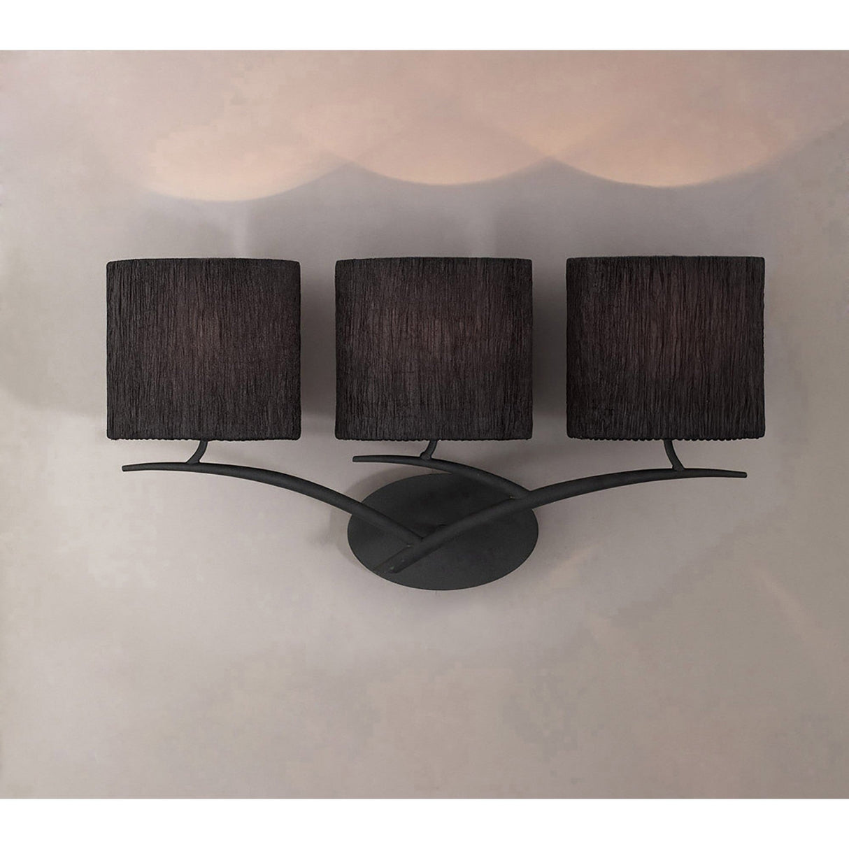 Eve 3 Light Wall Light - Anthracite With Black Shades
