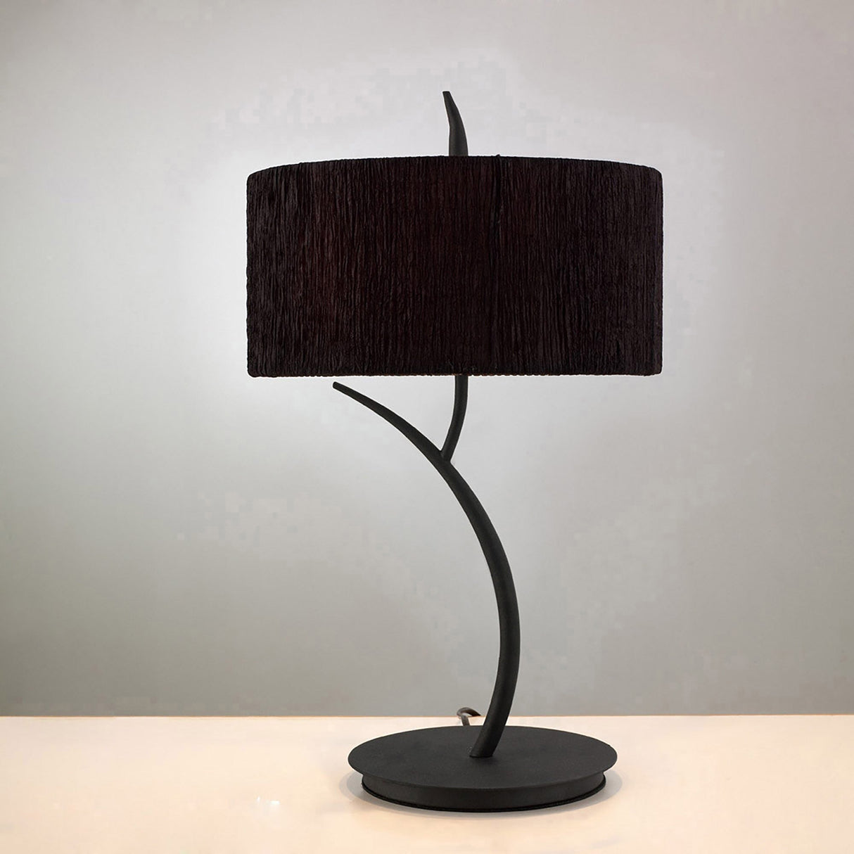 Eve 2 Light Table Lamp - Anthracite With Black Round Shade