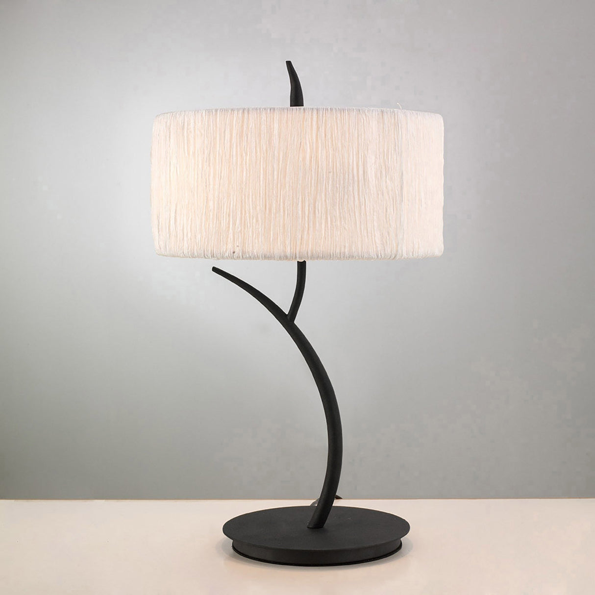 Eve 2 Light Table Lamp - Anthracite With White Round Shade
