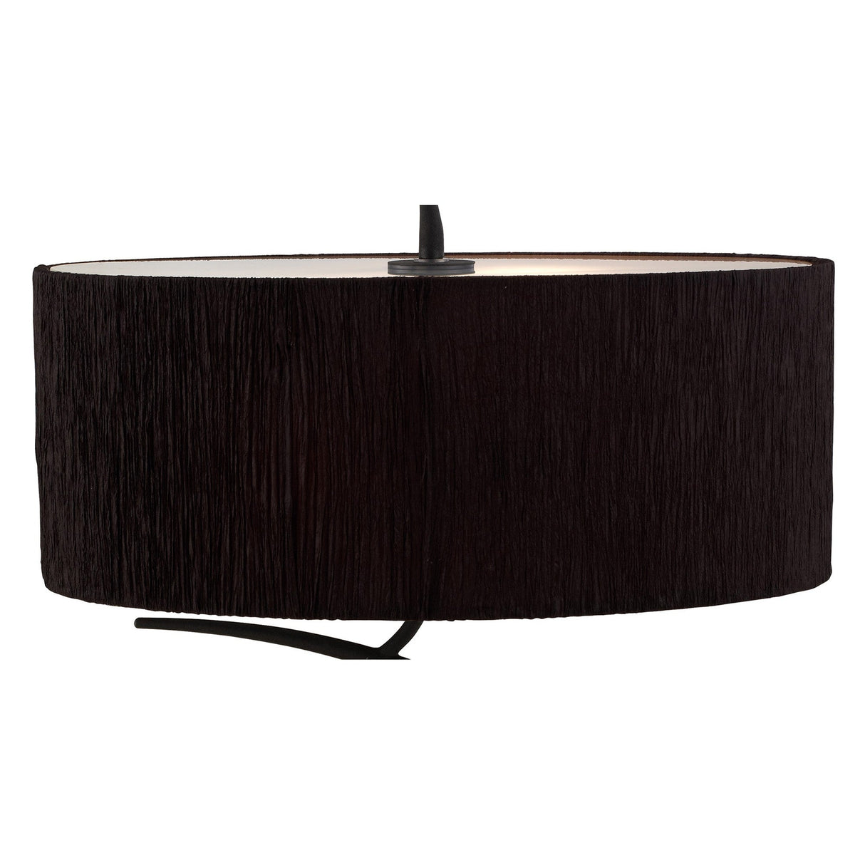The Eve 2 Light Table Lamp features an anthracite base and a large, textured black oval shade with a small black finial, shown against a white background.