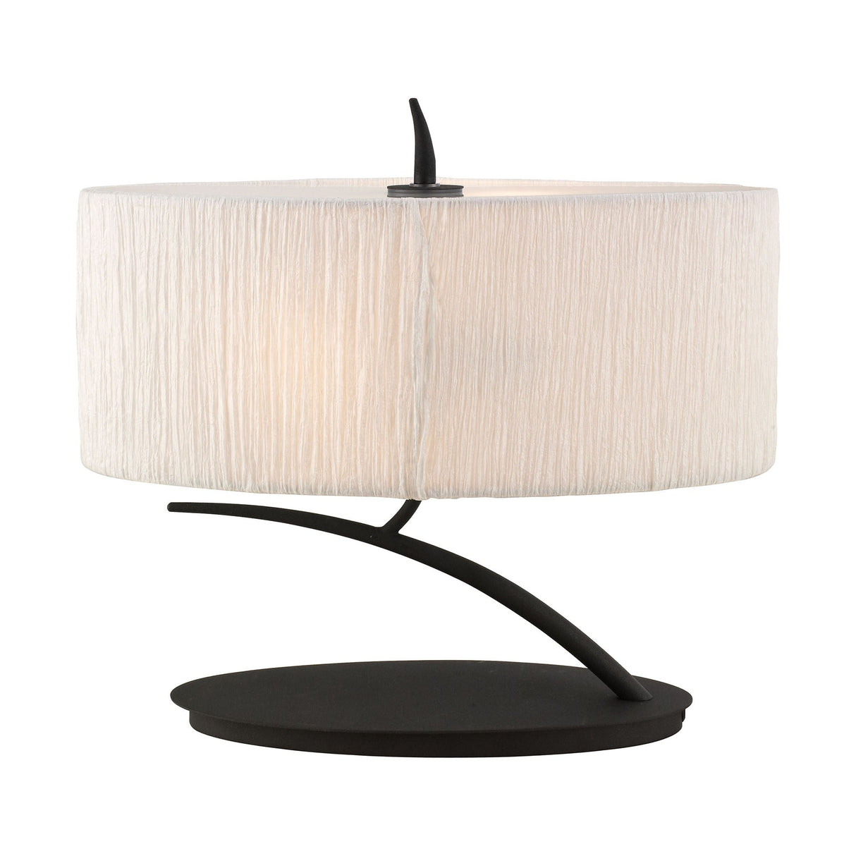 The Eve 2 Light Table Lamp - Anthracite With White Oval Shade features a contemporary anthracite base paired with a white oval shade, adding minimalist elegance to any modern space.