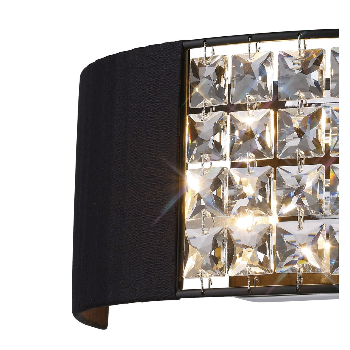 Evelyn 2 Light Crystal Wall Light - Chrome With Black Shade