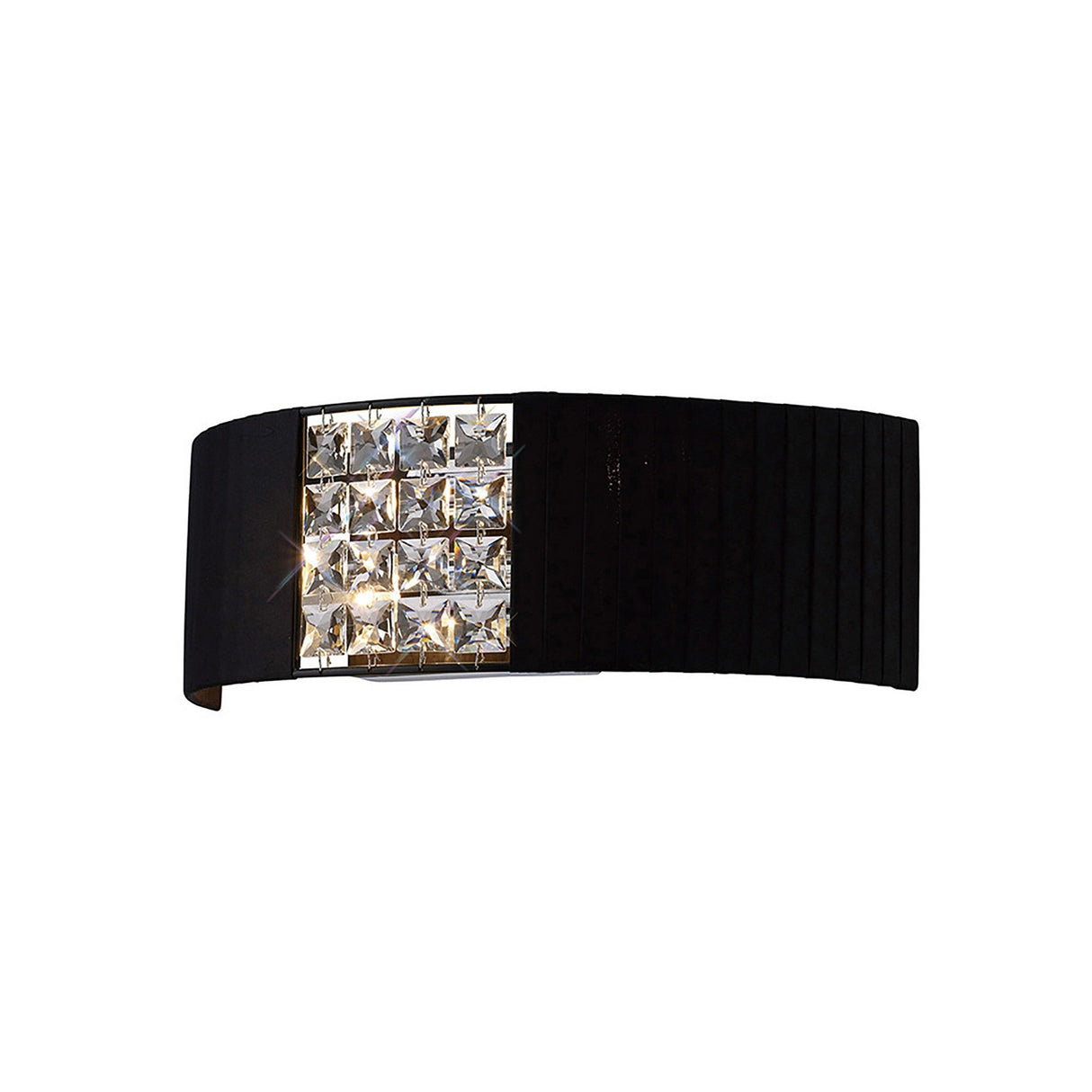 Evelyn 2 Light Crystal Wall Light - Chrome With Black Shade