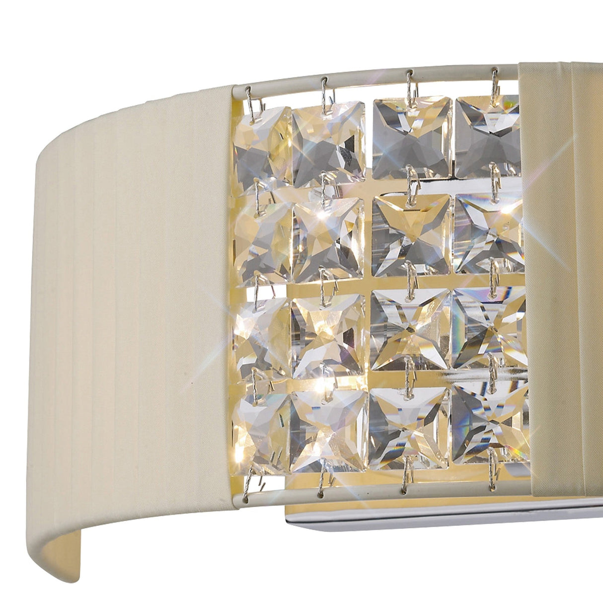Evelyn 2 Light Crystal Wall Light - Chrome With Cream Shade